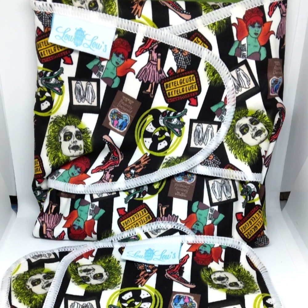 Beetlejuice cloth diaper preflat